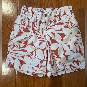 GAP Red and White Floral kids swim trunks like new